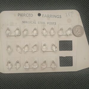 PRICE REDUCED! Vintage Earrings Clear Diamond Shaped